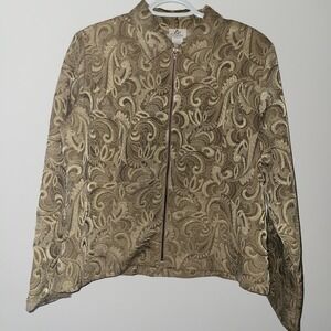 IC Collection by Connie Full Zip Jacket Women Size XL Gold Made In USA